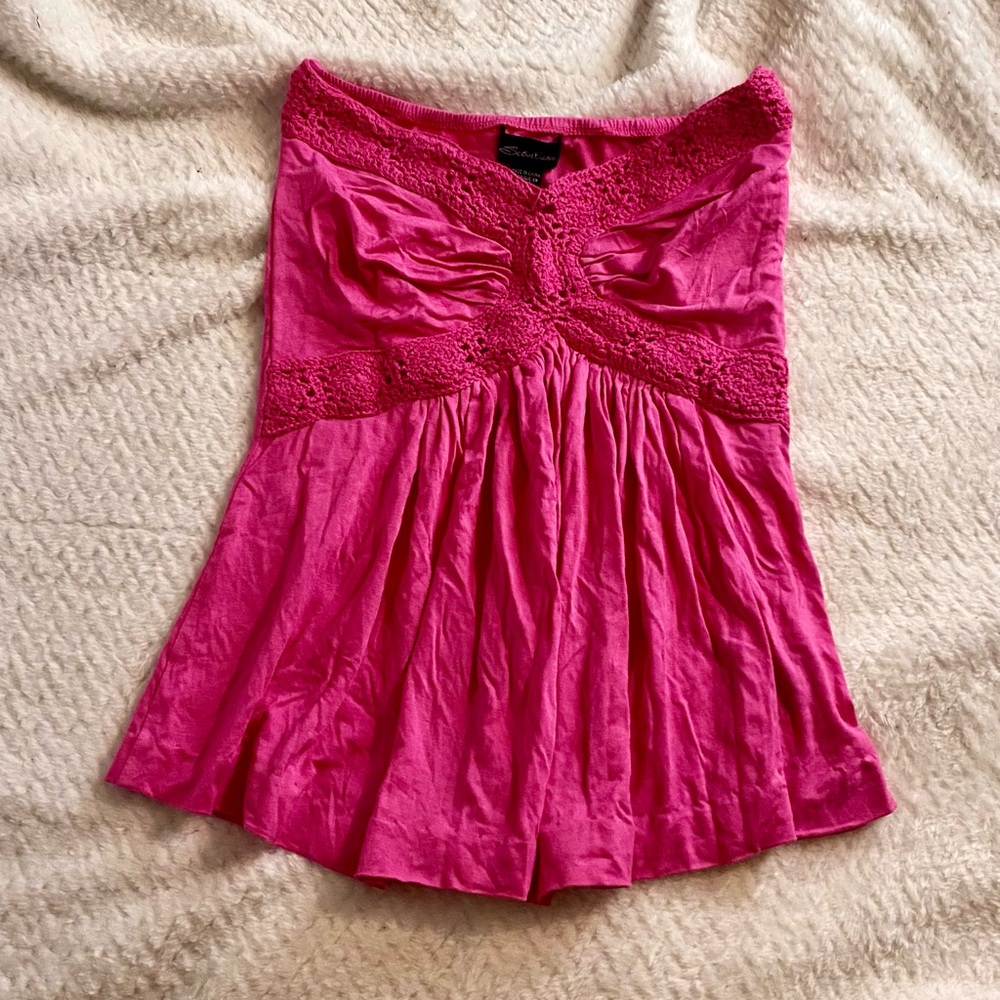 Elegant Pink Women's Blouse with Crochet Details